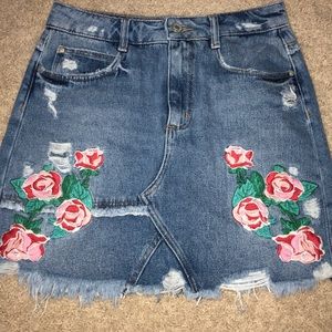 Zara Embroidered Denim Skirt, NEVER WORN